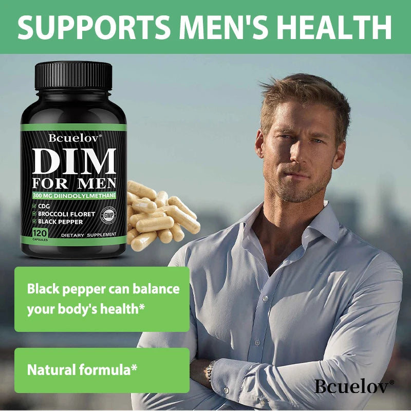 DIM Supplement 120 Capsules with Piperine - Hormone Balance Menopause Prostate Health Metabolism Support, Increase Muscle Mass Healthy supplements
