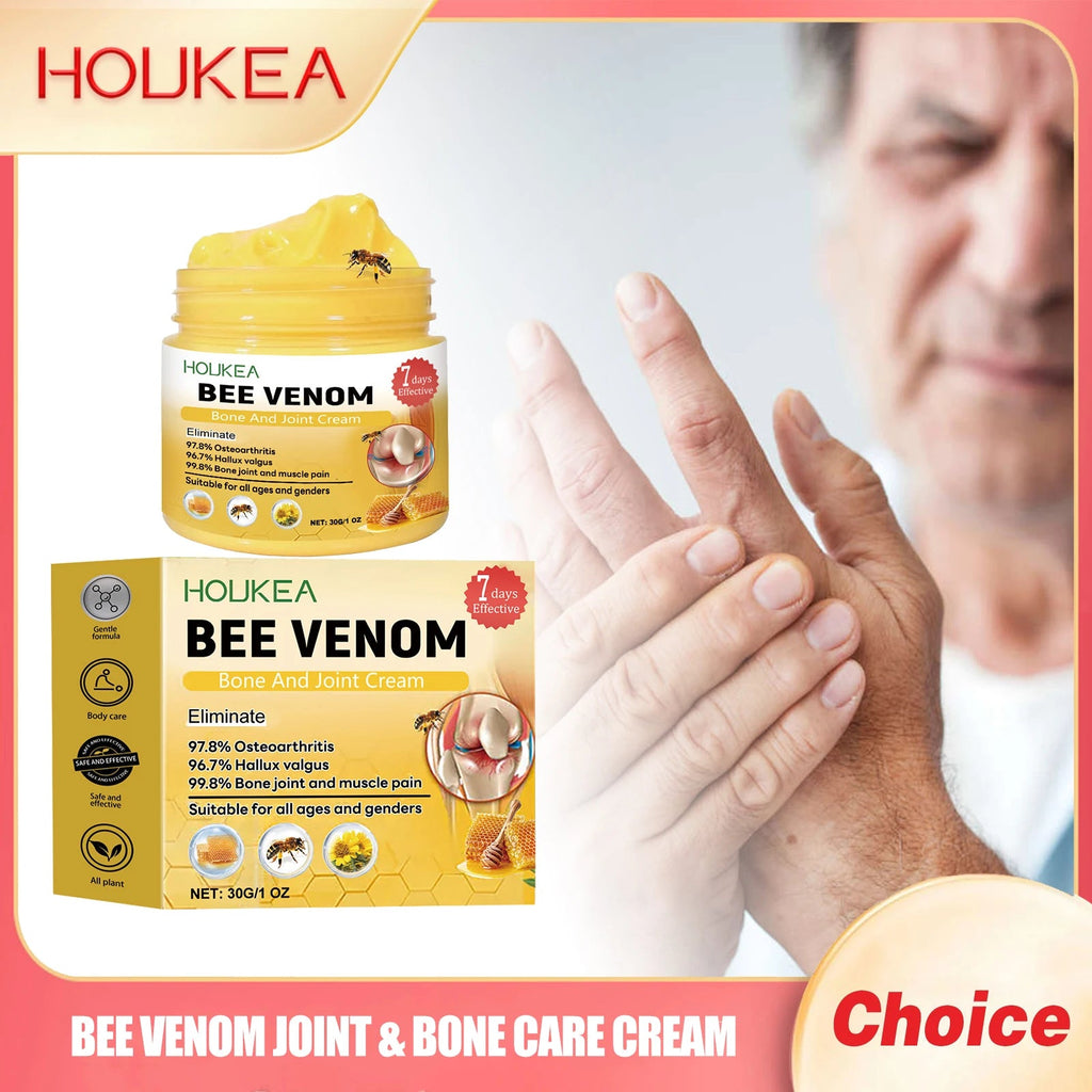 Houkea Bee Venom Joint Bone Care Cream Repair Muscle Hurt Relief Rheumatoid Pain Arthritis Treatment Body Knee Soothing Creams Healthy supplements