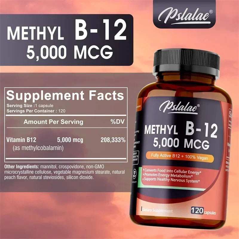 Vitamin B12 5000 Mcg - Supports Heart Health, Nervous System, Promotes Metabolism, Increases Energy Levels, Relieves Fatigue Healthy supplements