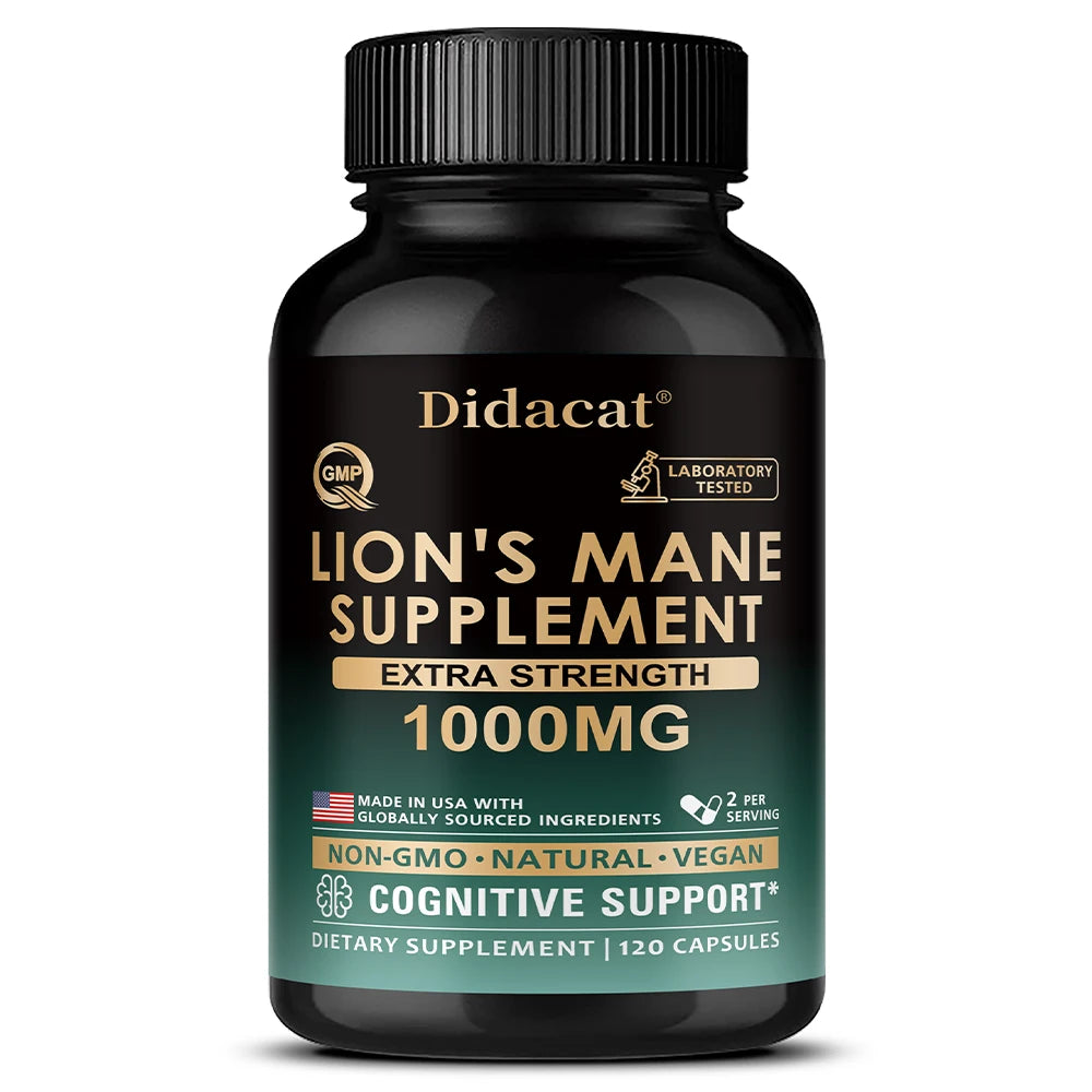 Lion's Mane Mushroom Capsules, Brain Wellness Supplement, Support Memory, Focus, Nerve Health, Mood, Energy & Immune Balance Healthy supplements