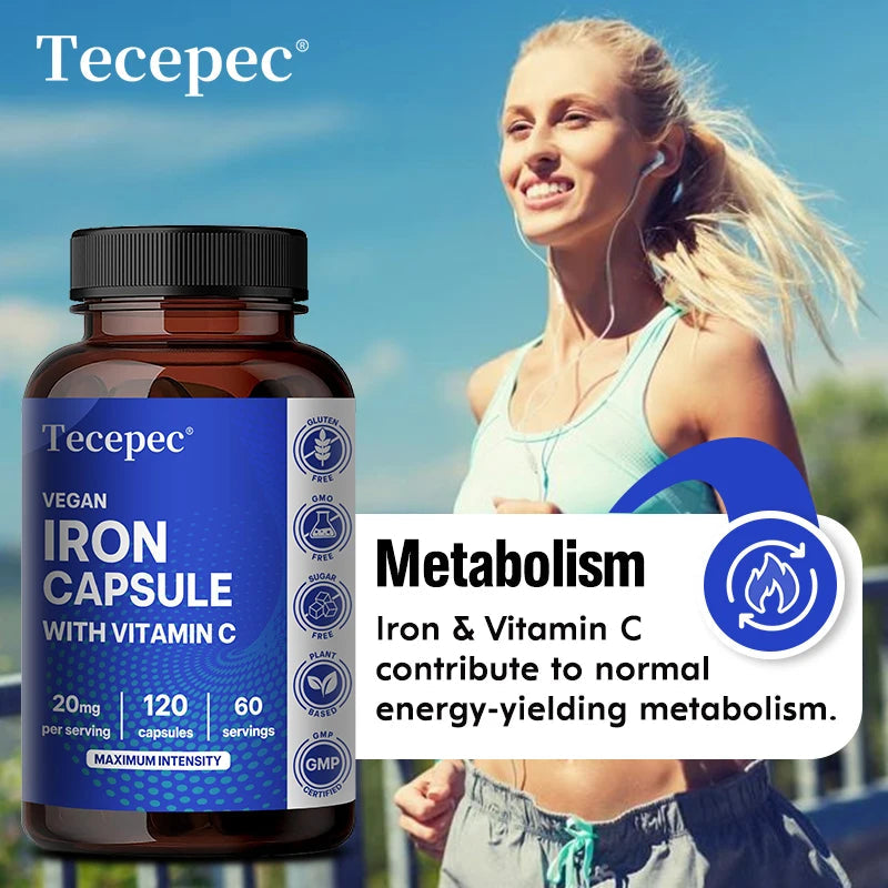 Iron Supplement with Vitamin C - Supports Energy Production, Immune Health, Oxygen Transport & Daily Wellness, Stomach-Friendly Healthy supplements