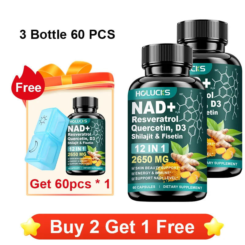 High Potency NAD+ Supplement, with Quercetin, Fisetin, Support Daily Vitality, Skin & Nails Health, Immune, Overall Well-Being Healthy supplements