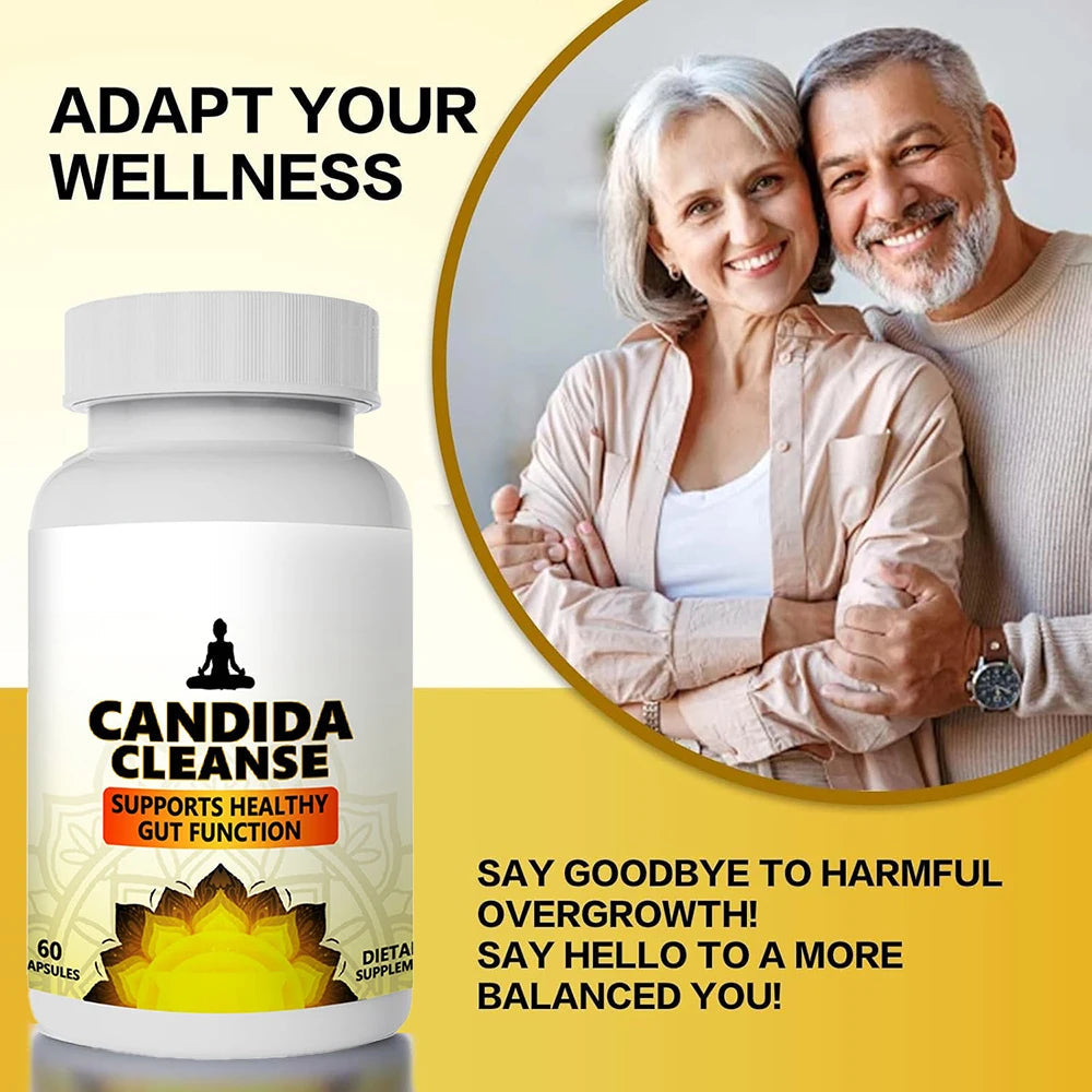 Candida Cleanse Detox for Gut Health - Extra Strength Balance Control Anti Overgrowth Supplements for Women & Men - 60 Capsules Healthy supplements