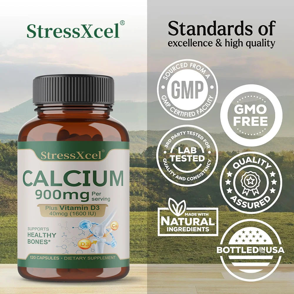 Bone Health and Joint Support Capsules with Calcium, Vitamin D3, Dietary Supplements for Women and Men, Gluten-Free Healthy supplements