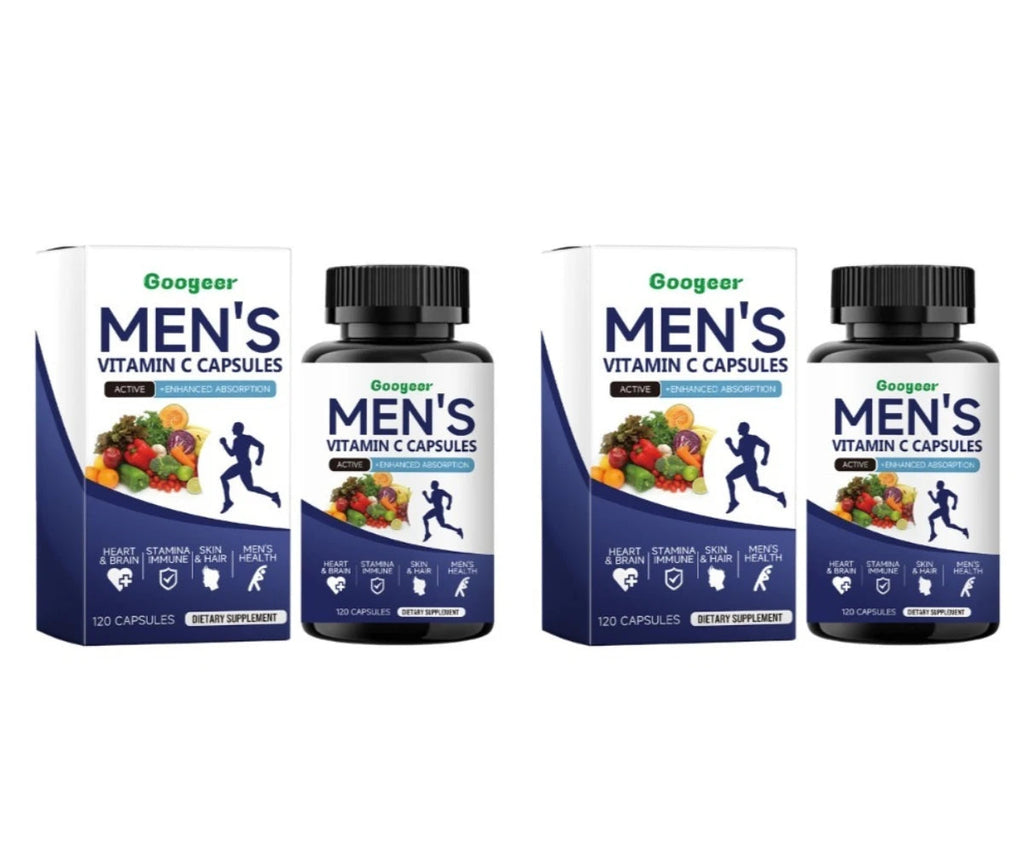 Men's VitaminC Capsule 120Count Dietary Supplement with Sodium Support Skin Hair Health Enhanced Immunity & Nutrient Absorption Healthy supplements