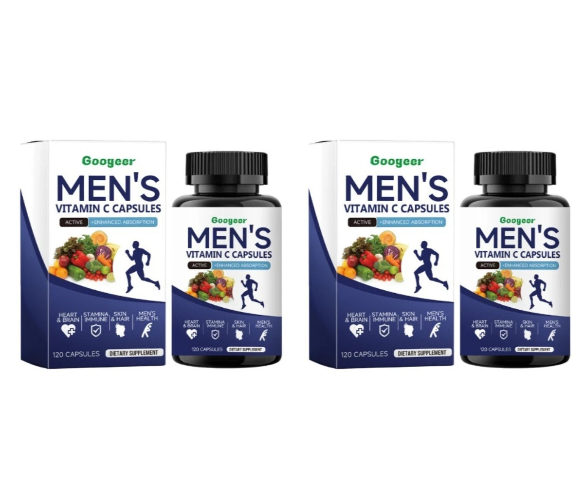 Men's VitaminC Capsule 120Count Dietary Supplement with Sodium Support Skin Hair Health Enhanced Immunity & Nutrient Absorption Healthy supplements