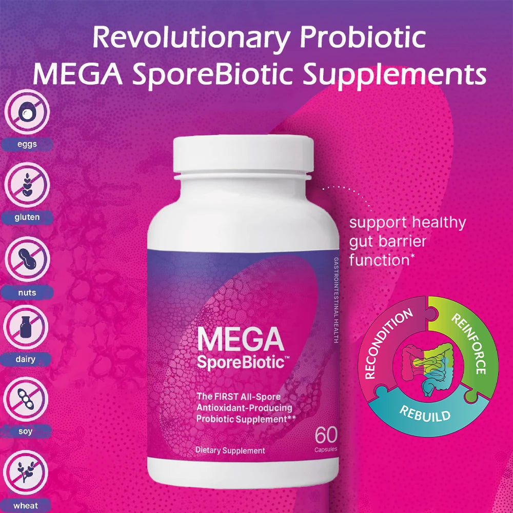 MegaSporeBiotic Probiotics Capsule for Digestive & Gut Health - Mens & Womens Probiotic Nutritional Supplements with Spore-Based Healthy supplements
