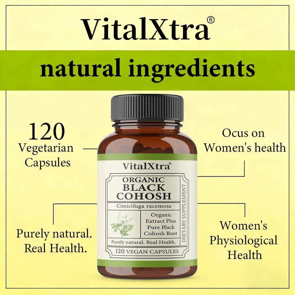 Black Cohosh Supplement, Female Herbal Support, Relieves Menopausal Hot Flashes and Night Sweats, and Improves Sleep Quality