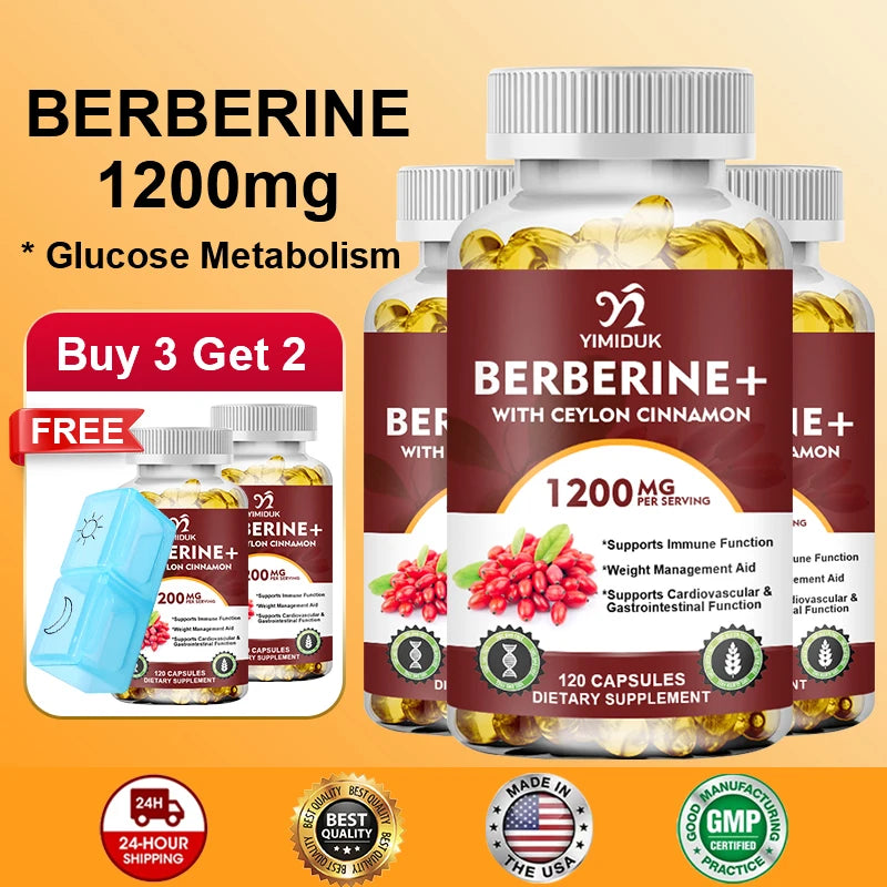 Premium Berberine + Ceylon Cinnamon Supplement, Supports Cardiovascular Health, Glucose Balance, Immunity & Digestive Wellness Healthy supplements