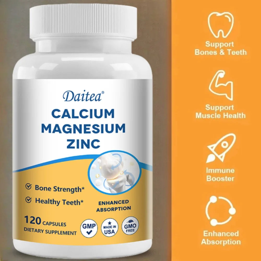 Calcium, Magnesium, Zinc Supplement - Supports Bone Health and Immune System Enhances Nutrient Absorption Healthy supplements
