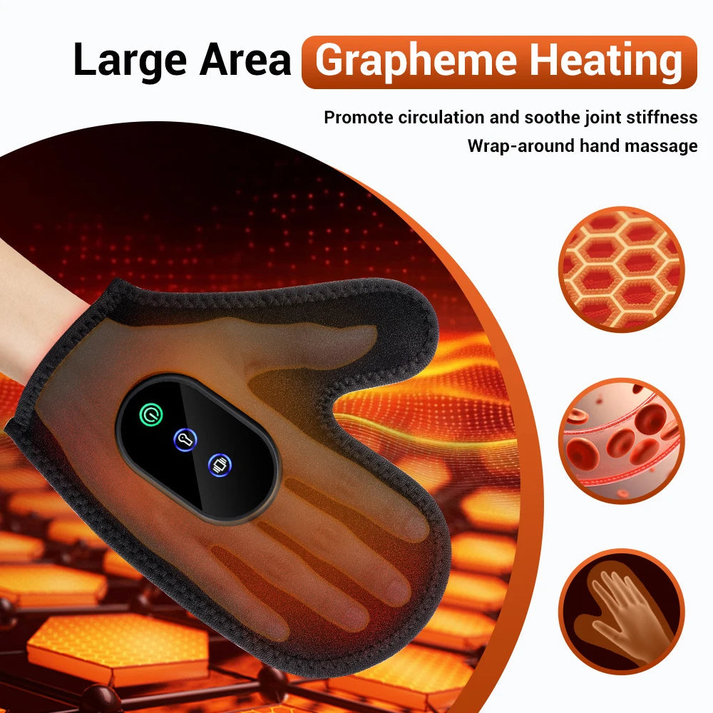Cordless Heated Glove LED Light Hand Massager Rechargeable Hand Warmer for Wrist Finger Joint Relief Full Wrap Relaxation Healthy supplements