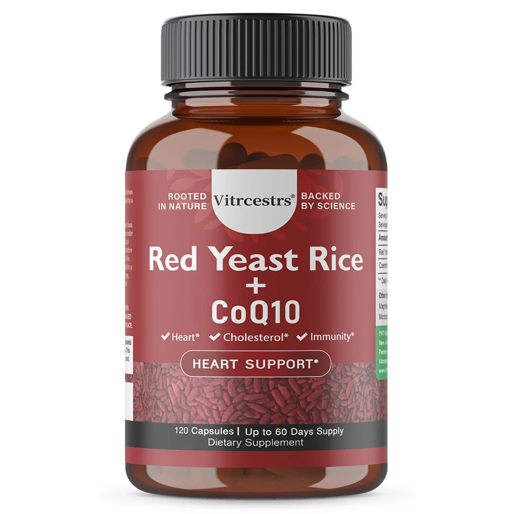 CoQ10 + Red Yeast Rice Supplement, for Cardiovascular & Heart Health, Anti-Aging, Energy Boost, Promote Vitality, Non-GMO Healthy supplements