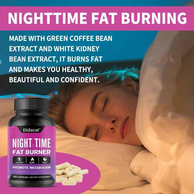 Nighttime Fat Burner - Boosts Metabolism, Suppresses Appetite, Promotes Sleep, Healthy Weight Management Supplement