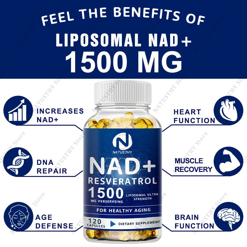 NAD Capsules Supplements - With Trans-Resveratrol, Natural Energy, Anti-aging & Cellular Health, Strengthens The Immune System Healthy supplements