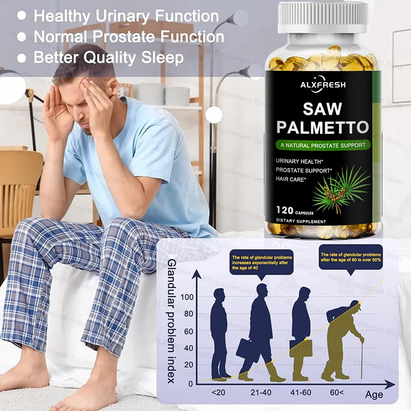 Saw Palmetto Capsules High Potency for Prostate, Urinary Tract ,Bladder Hair Health Supplement Healthy supplements