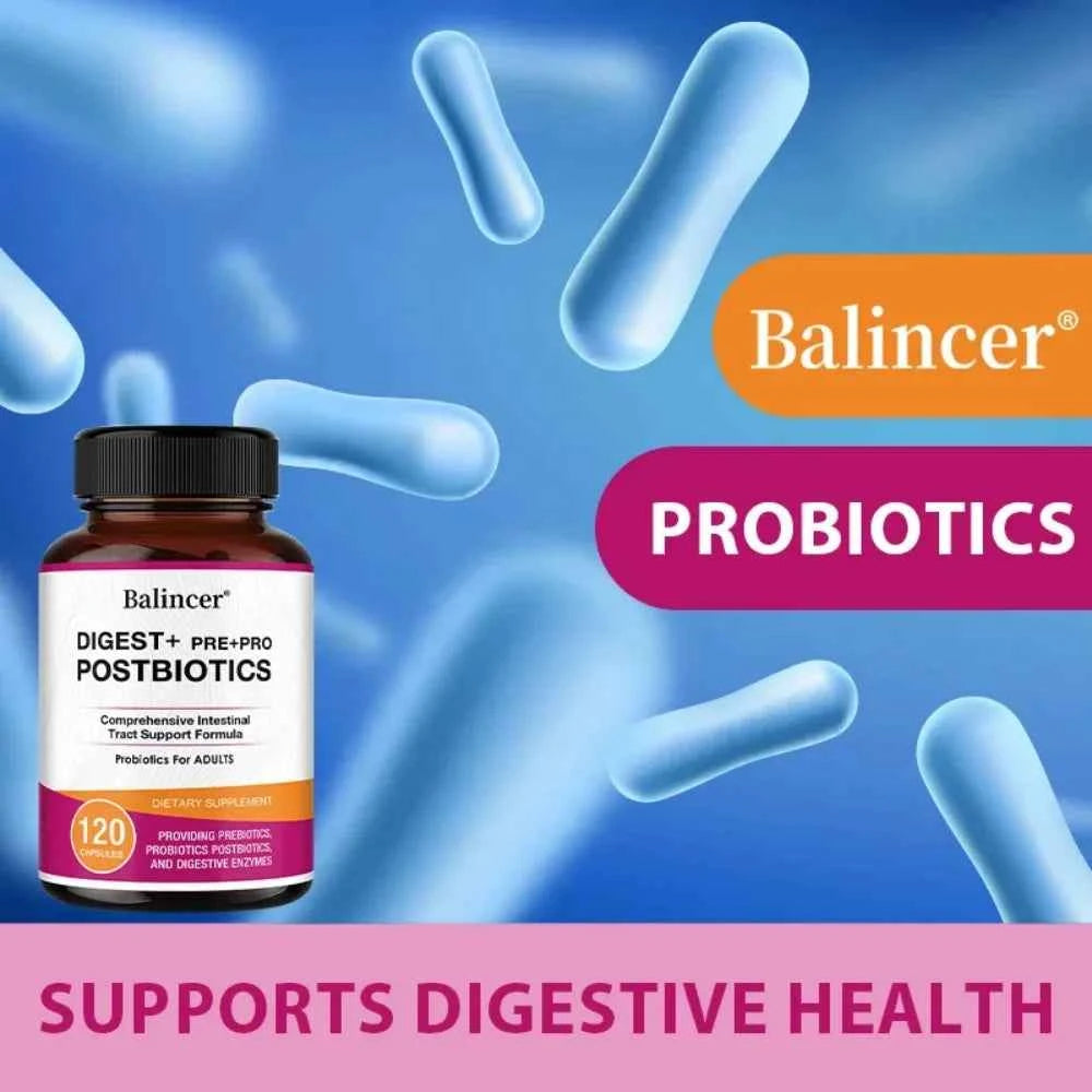 Postbiotics Digestive Enzymes Supplement - Gas & Bloating Relief, Digestion and Intestinal Health for Adults Men and Women