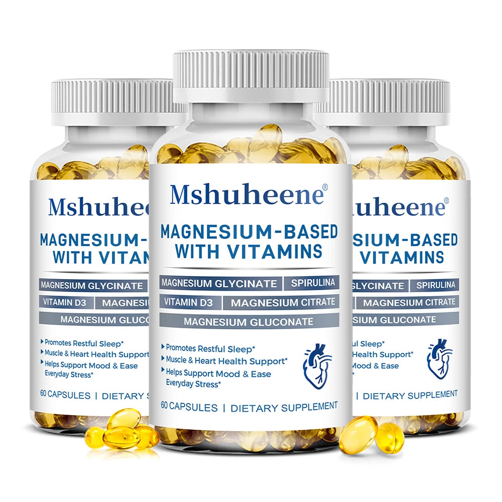 Magnesium 800mg Vitamin D3 Capsules, High Absorption, Supports Sleep, Muscle Recovery, Bone, Heart & Immune Health for Men Women Healthy supplements