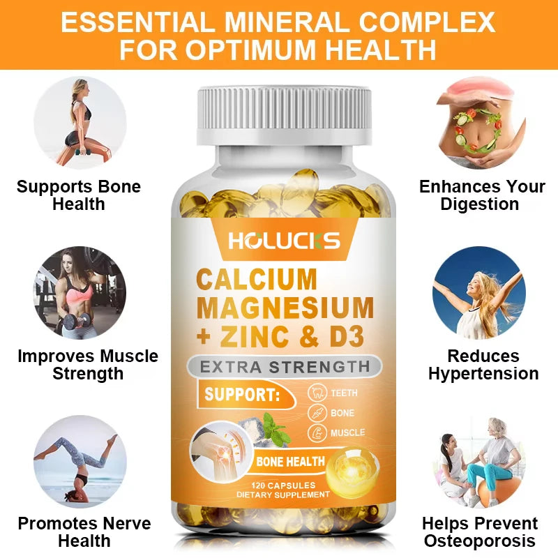 Calcium Magnesium Zinc Supplement, with Vitamin D3, Supports Strong Bones & Teeth, Muscle Health, Immunity & Enhanced Absorption Healthy supplements