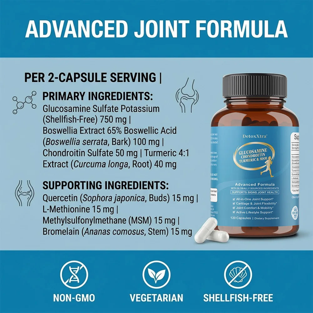 Glucosamine Chondroitin MSM | Joint Support Supplement Bone Health Support Flexibility & Cartilage Maintenance for Men & Woman Healthy supplements