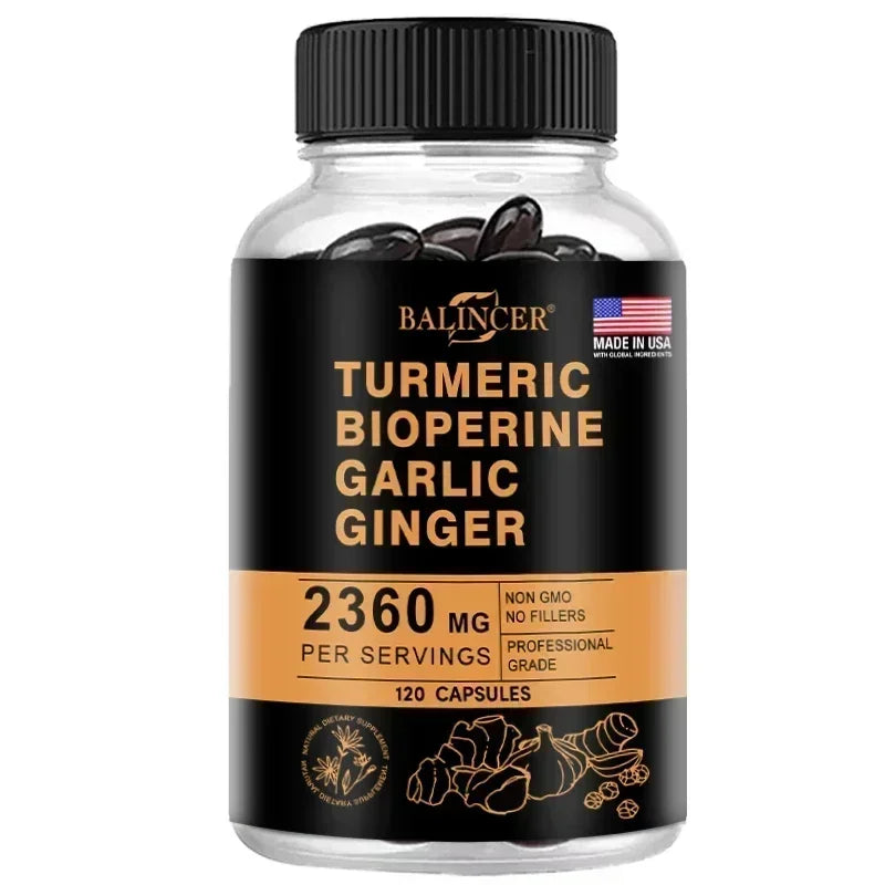 Turmeric Ginger Capsules 2360mg with Curcumin 95%, Garlic & Black Pepper, Joint Support, Digestion & Immune Health Supplement Healthy supplements
