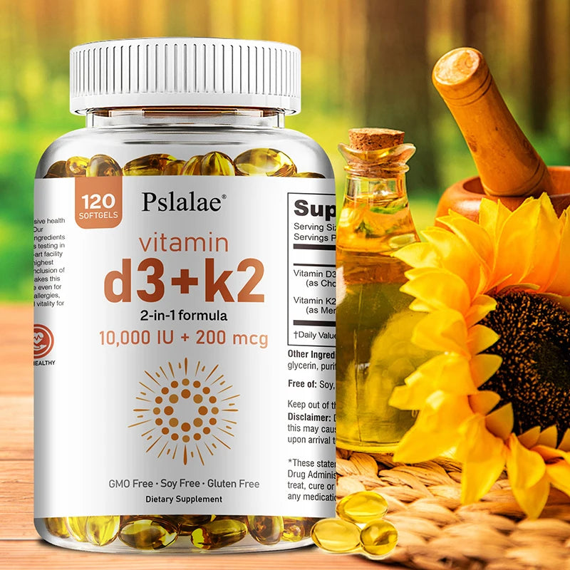 Vitamin D3 10000 IU with K2 200 Mcg, 120 Soft-Gels | 2 in 1 Immune Support, Healthy Muscle Function and Bone Health Healthy supplements