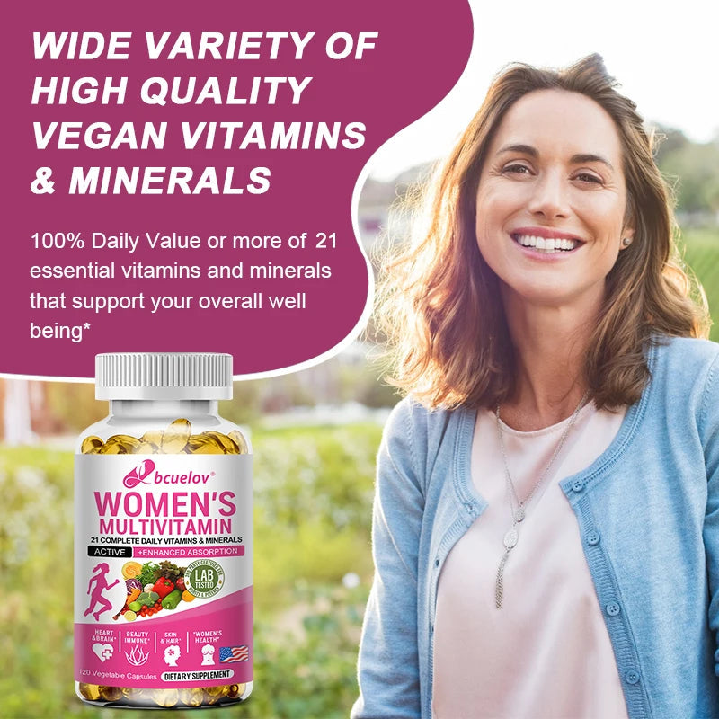 Daily Multivitamin for Women Capsules - Multivitamin and Multimineral Supplement for Skin Hair Health Energy Immune Support Healthy supplements