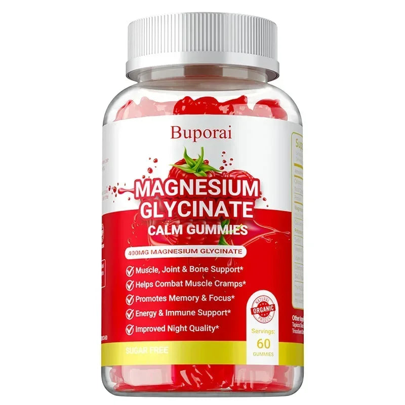 Magnesium Glycinate Gummies - Dietary Supplement, Promotes Muscle, Joint & Bone Health, Relieves Muscle Cramps, Natural Sleep Healthy supplements