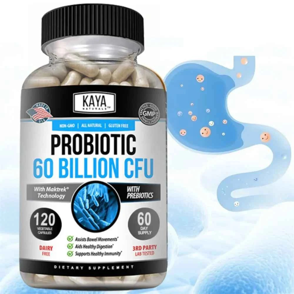 Probiotic 60 Billion CFU - Probiotics for Women and Men, Gut Health & Immune Support Supplement, Provides Digestive Support