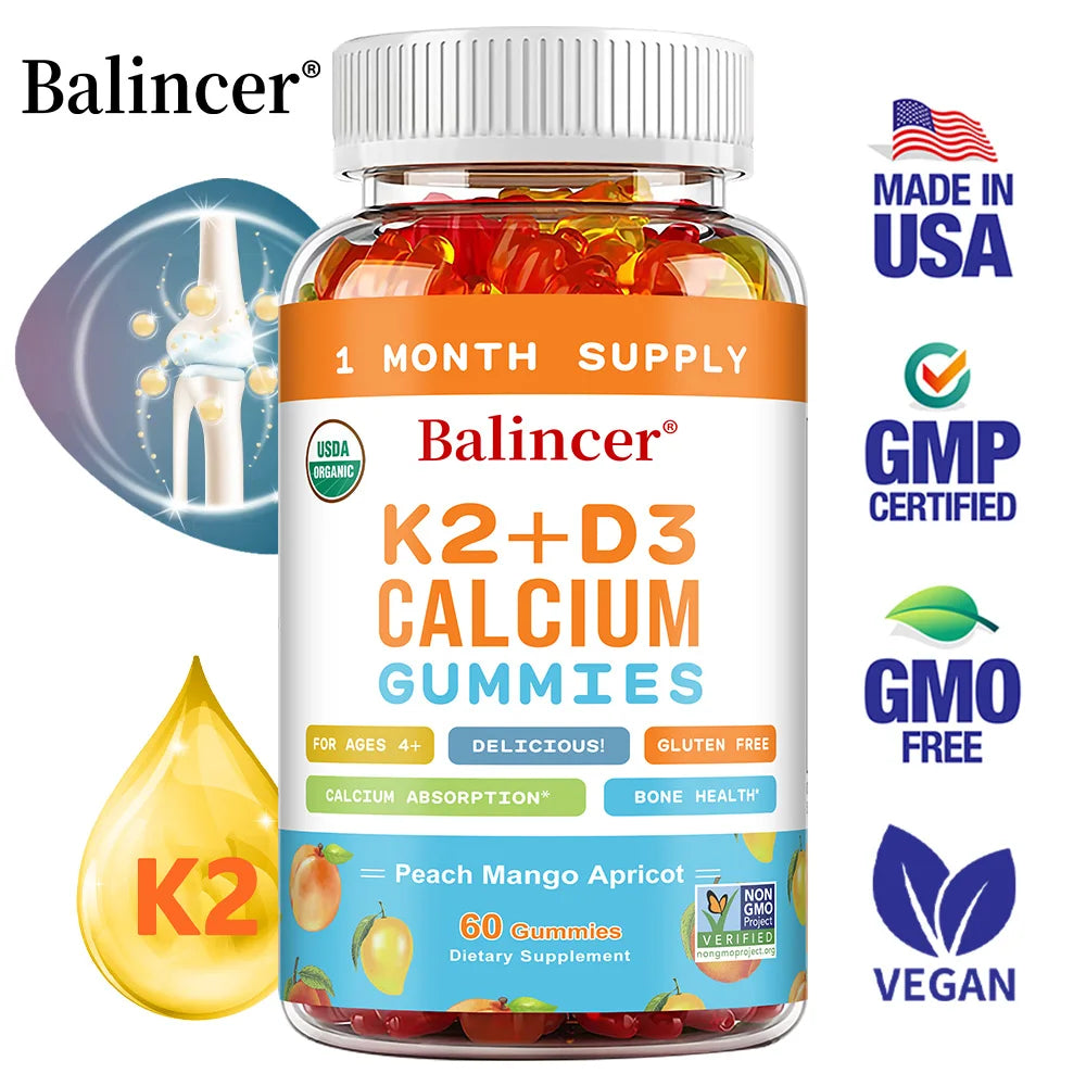 3-in-1 Gummies with Vitamins D, K2, and Calcium Supplements To Support Bone and Heart Health and Boost Immune Health Healthy supplements