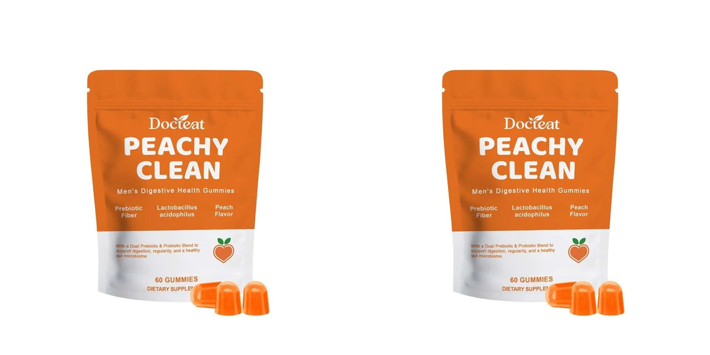 Docteat Peachy Clean Men's Digestive Health Gummies Prebiotic & Probiotic Blend Peach Flavor 60 Gummies Dietary Supplement Healthy supplements