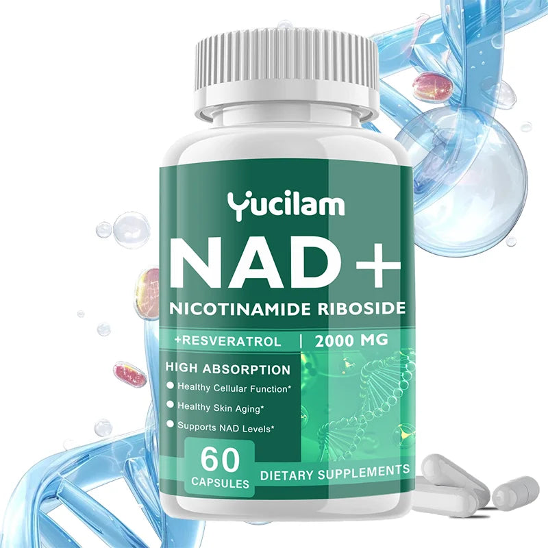 NAD+ Resveratrol Supplement - Anti-Aging, Energy Boost, Cell Repair, Skin Health, Brain Cognition - Provides Sustained Vitality Healthy supplements