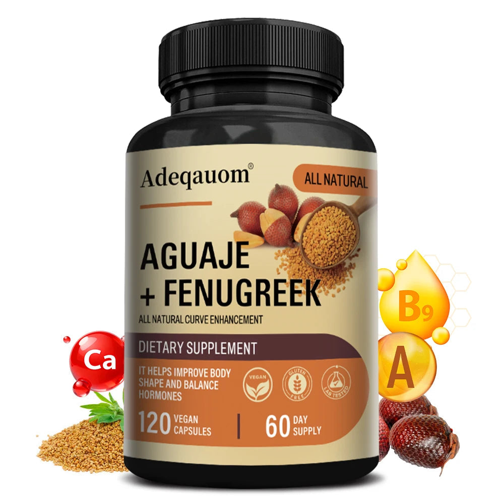Aguaje + Fenugreek Capsules - 1000mg, Supports Buttocks, Curvy Body & Breast Support, Immune Health, Rich in Protein & Vitamins Healthy supplements