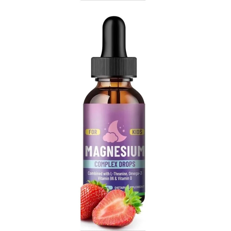 Kids Liquid Drops, Magnesium Glycinate with L-theanine Omega-3 Vitamin B6 D3 for Supports Bone Health and Relaxation 60 Ml Healthy supplements