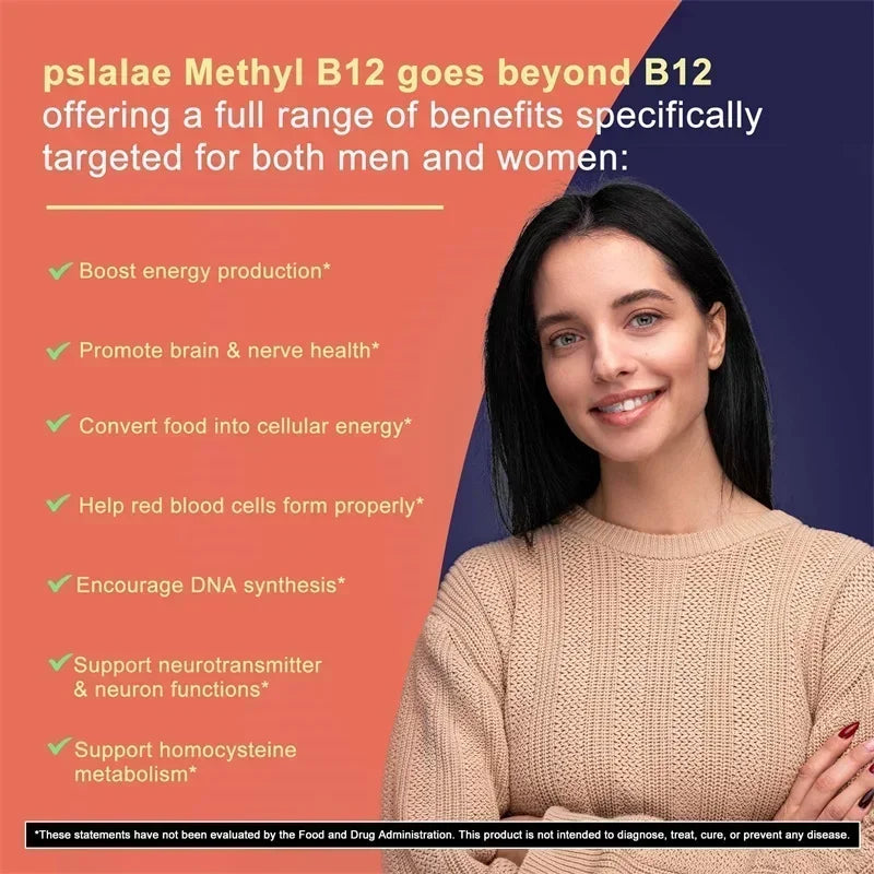 Vitamin B12 5000 Mcg - Supports Heart Health, Nervous System, Promotes Metabolism, Increases Energy Levels, Relieves Fatigue Healthy supplements