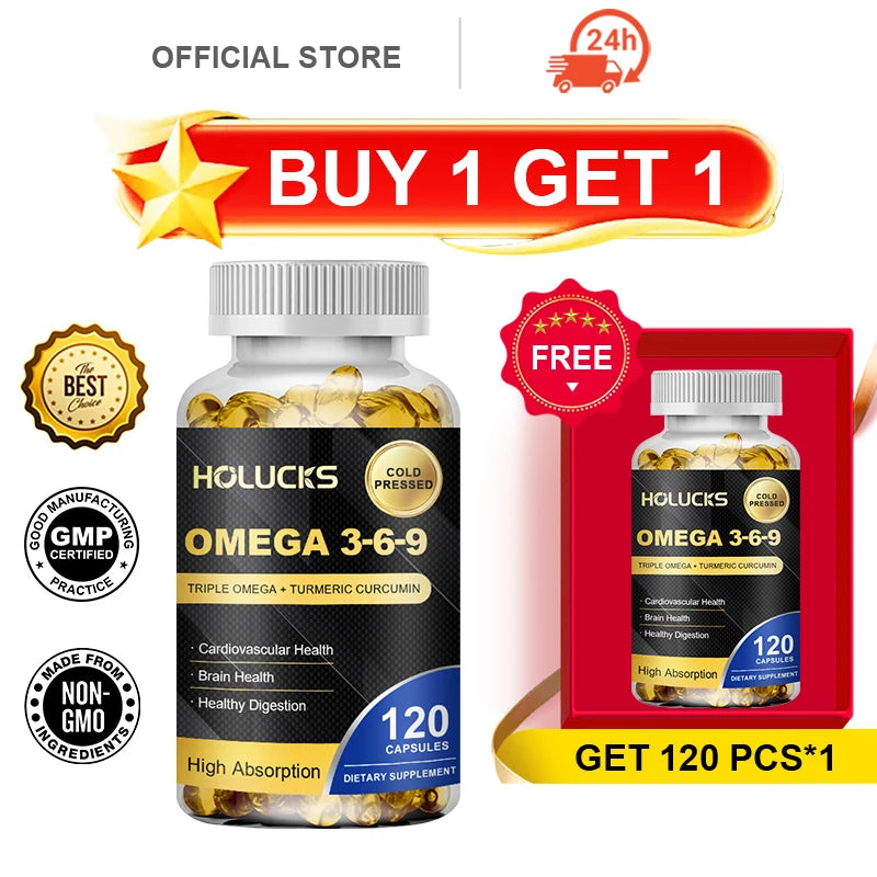 Buy 1 Get 1 Free! Omega 3-6-9 Supplement, Supports Heart & Brain Health, Skin Vitality, Immune Function & Daily Body Balance Healthy supplements