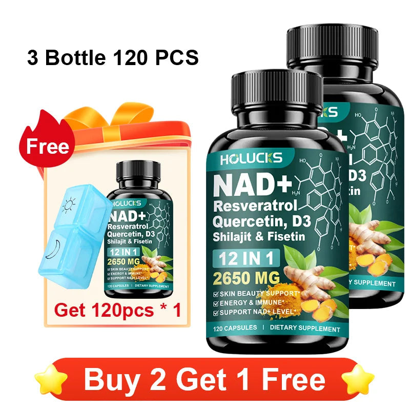 High Potency NAD+ Supplement, with Quercetin, Fisetin, Support Daily Vitality, Skin & Nails Health, Immune, Overall Well-Being Healthy supplements