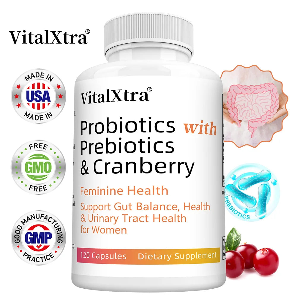 Women’s Probiotic -  Contains Prebiotic Cranberry, Improves Intestinal Health, Improves Digestion, and Relieves Bloating and Gas Healthy supplements