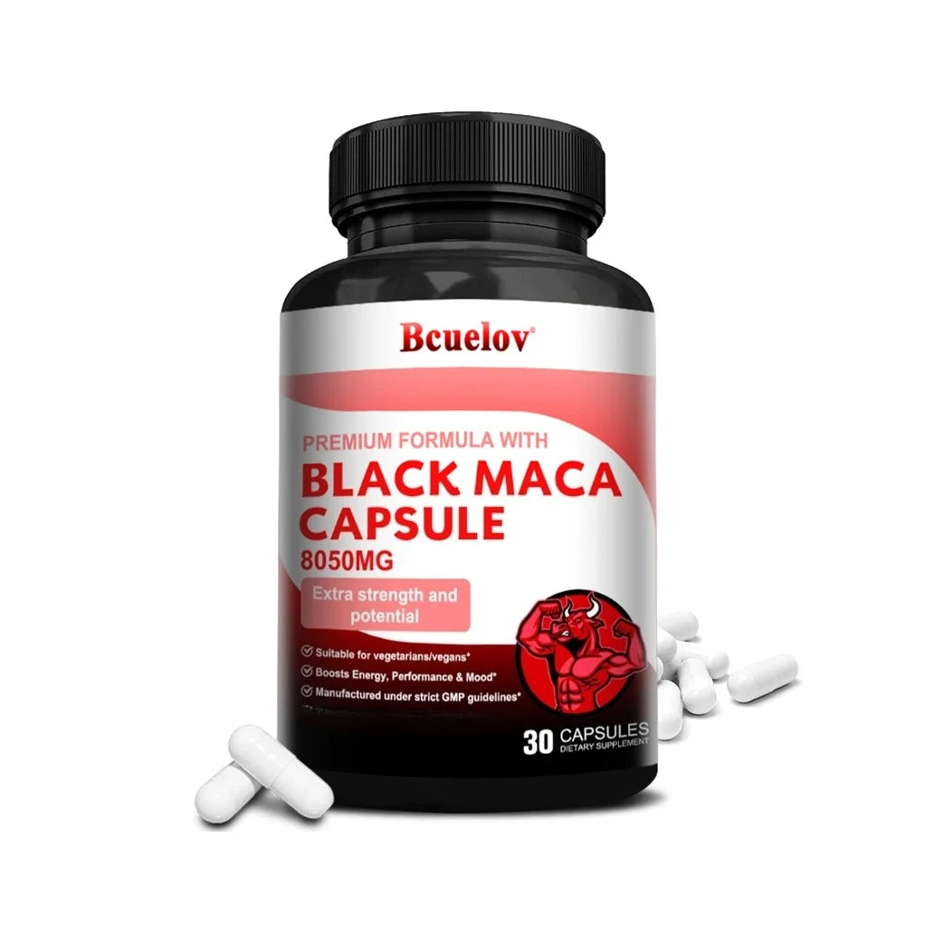 Powerful Black Maca Supplement for Men and Women, Improve Energy, Endurance, Muscle Mass Health, Maca Root Vegan Capsule Healthy supplements