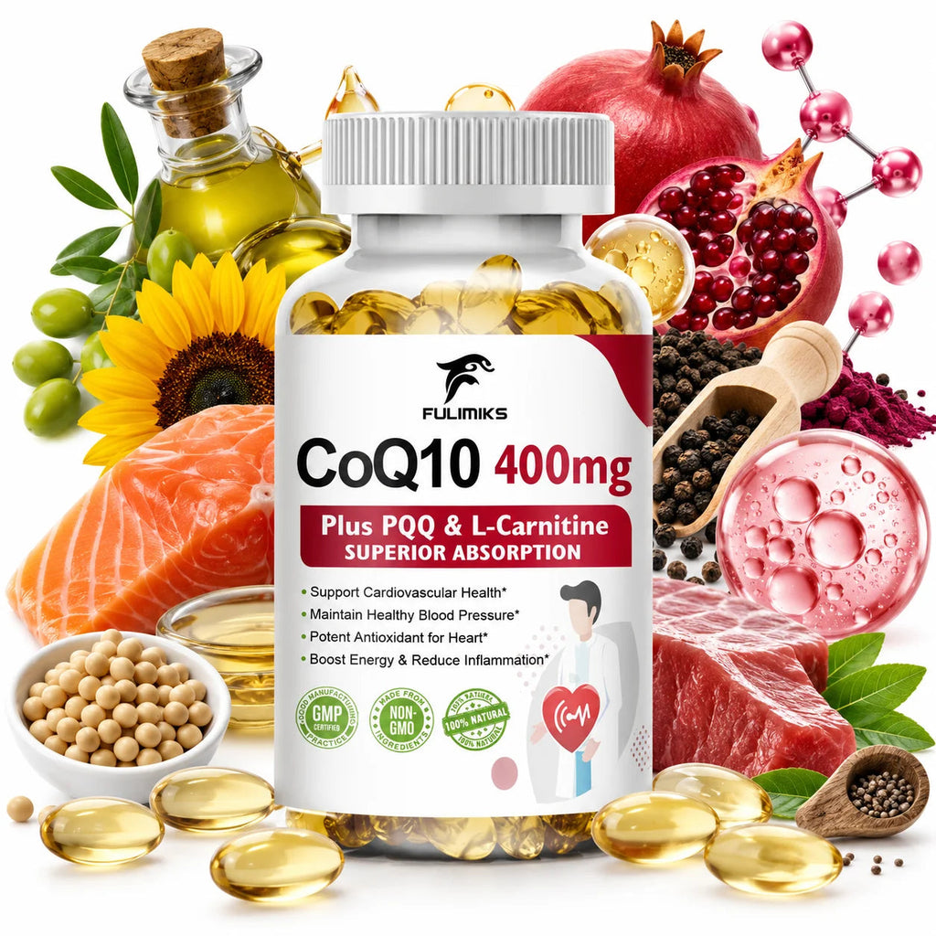 Premium Coenzyme Q10 Supplement, with Omega-3s & Vitamin E, Promotes Heart Health, Cellular Energy, Antioxidant & Healthy Aging Healthy supplements