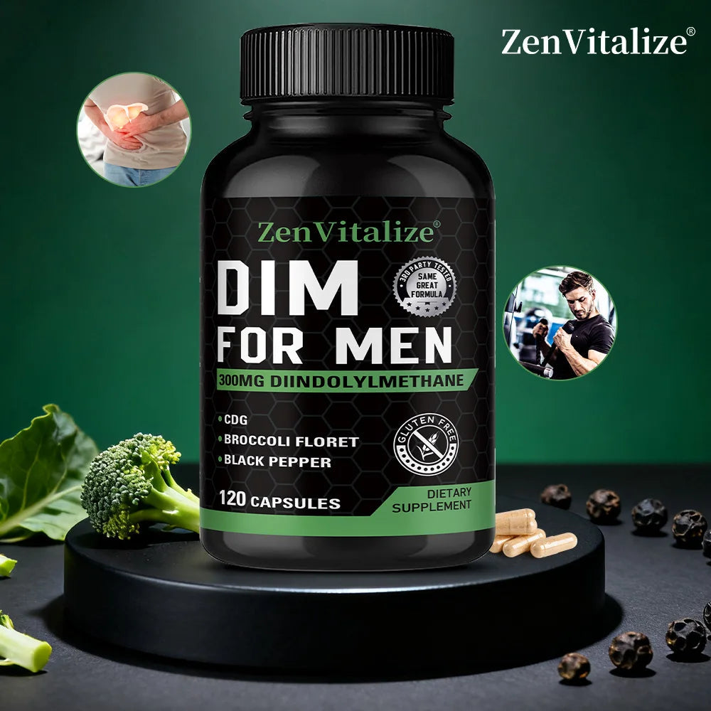 DIM Supplement for Men 300mg | Extra Strength Men’s Health Supplement with Broccoli and Black Pepper, Gluten-Free Healthy supplements