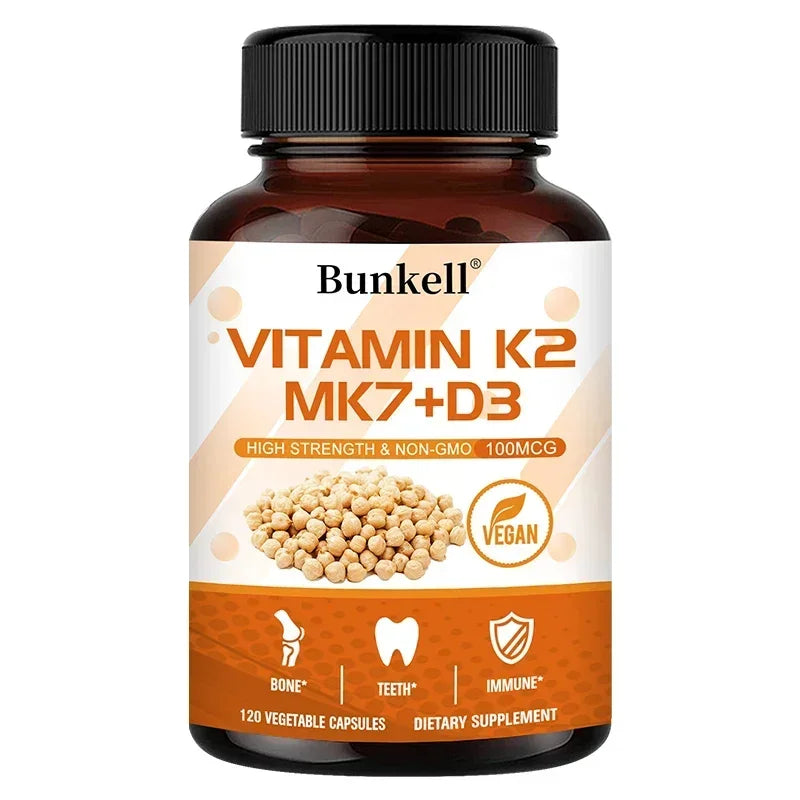 Vitamin K2 MK7 and Vitamin D3 Supplement Capsules, Support Bone Immunity, and Heart Health, Promote Calcium Absorption Healthy supplements