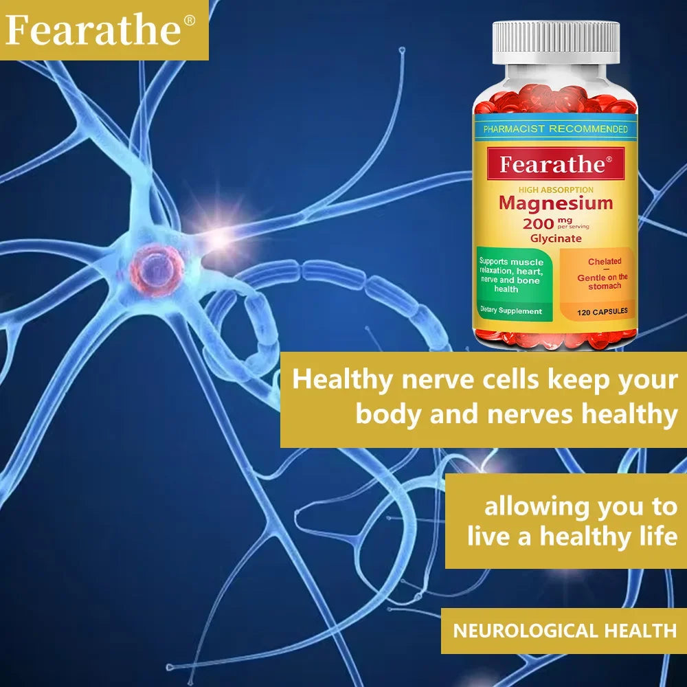 200 Mg Magnesium Glycinate Capsules To Improve Sleep Quality, Support Joint and Bone Marrow Health, and Boost The Immune System Healthy supplements