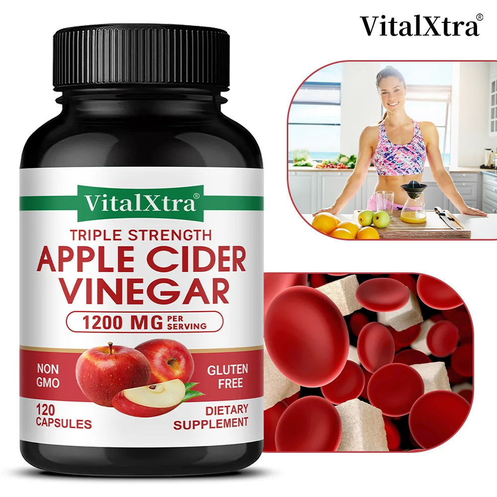 Apple Cider Vinegar Supplement - Promote Metabolism and Digestion, Detox, Gut and Immune Health, 120 Vegan Capsules Healthy supplements
