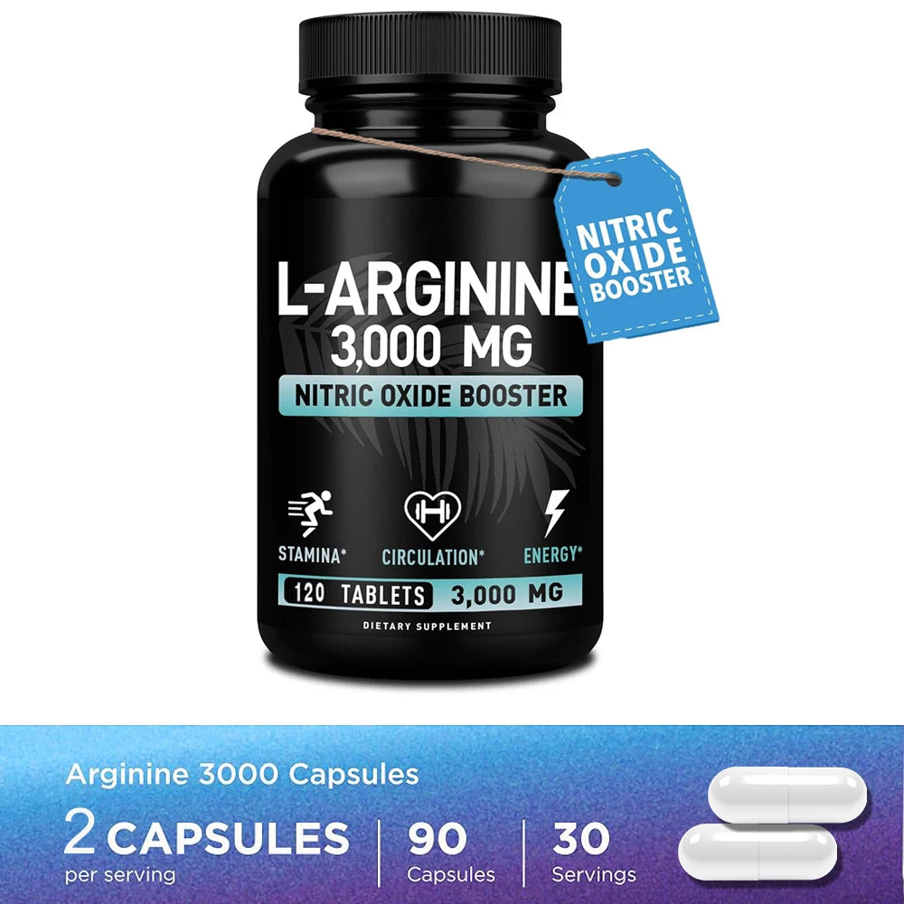 L Arginine 3000mg for Men Women, Muscle Mass Supplement for Endurance, Energy and Heart Health Support During Exercise, Non-GMO Healthy supplements