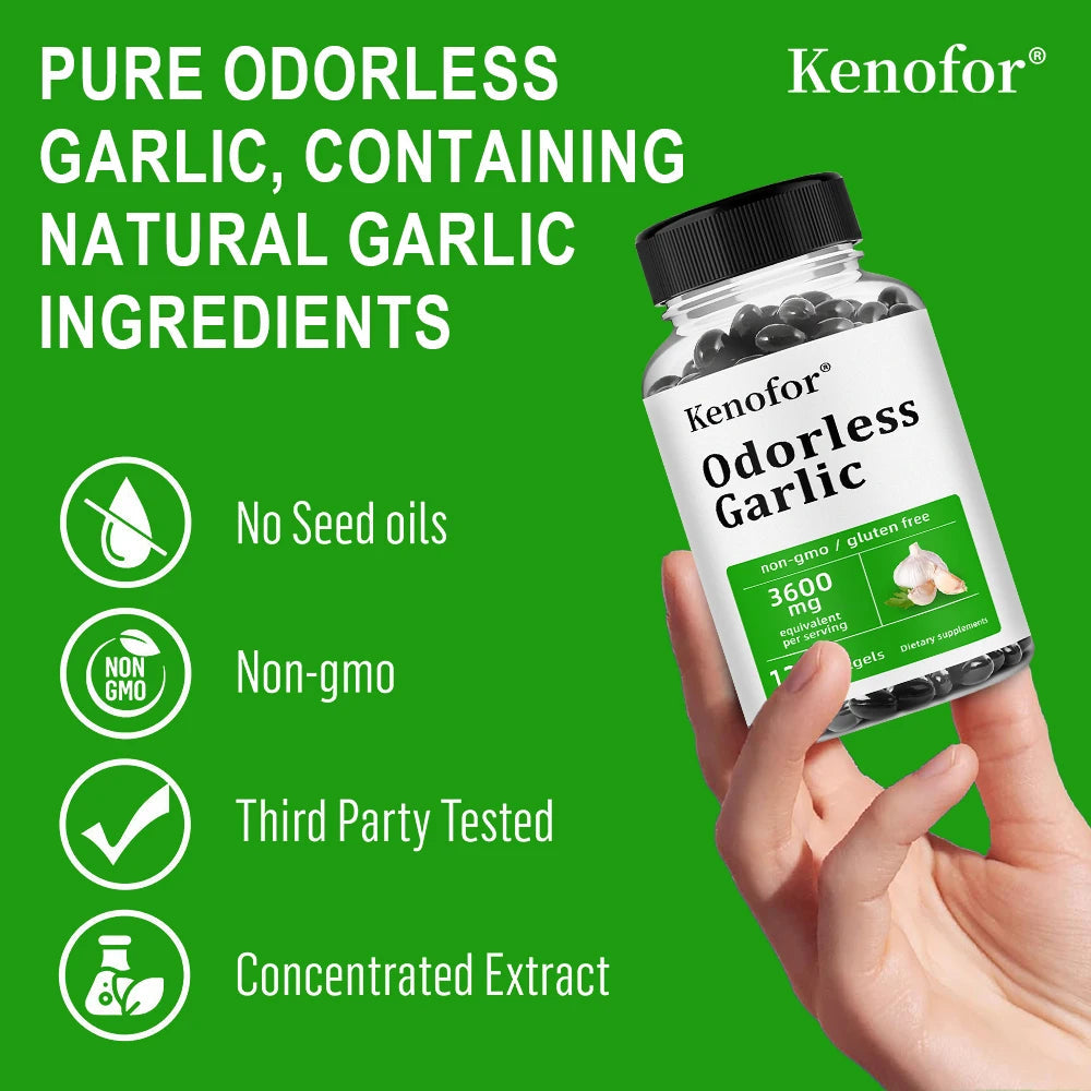 Odorless Garlic Capsules - Supports Immune and Cardiovascular, Cholesterol Health, Antioxidant, Non-GMO, Dietary Supplement Healthy supplements