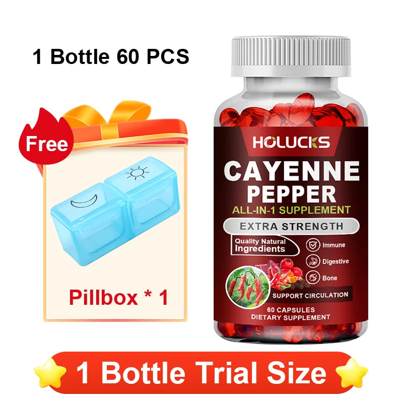 Premium Cayenne Pepper Supplement, with Grape Seed Oil, Turmeric, for Bone & Joint Health, Daily Digestive & Immune Health Healthy supplements