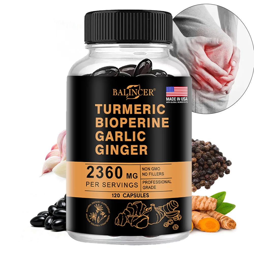 Turmeric Ginger Capsules 2360mg with Curcumin 95%, Garlic & Black Pepper, Joint Support, Digestion & Immune Health Supplement Healthy supplements