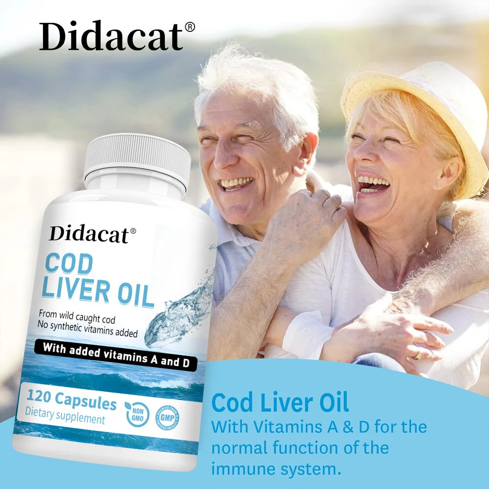Cod Liver Oil Plus Vitamins A and D Dietary Supplement Softgels for Immune Health, Promoting Bone, Skin Health, Vision Support Healthy supplements