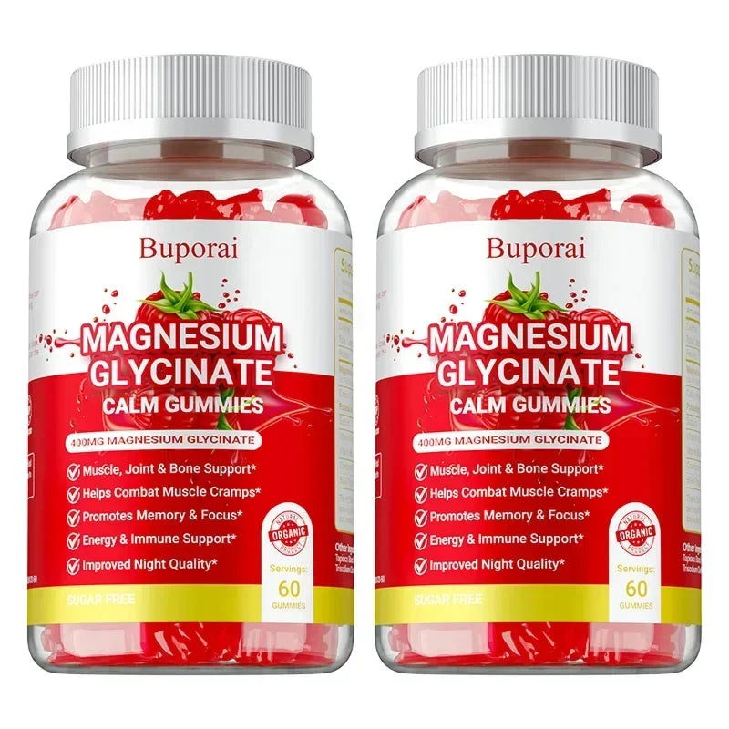 Magnesium Glycinate Gummies - Dietary Supplement, Promotes Muscle, Joint & Bone Health, Relieves Muscle Cramps, Natural Sleep Healthy supplements