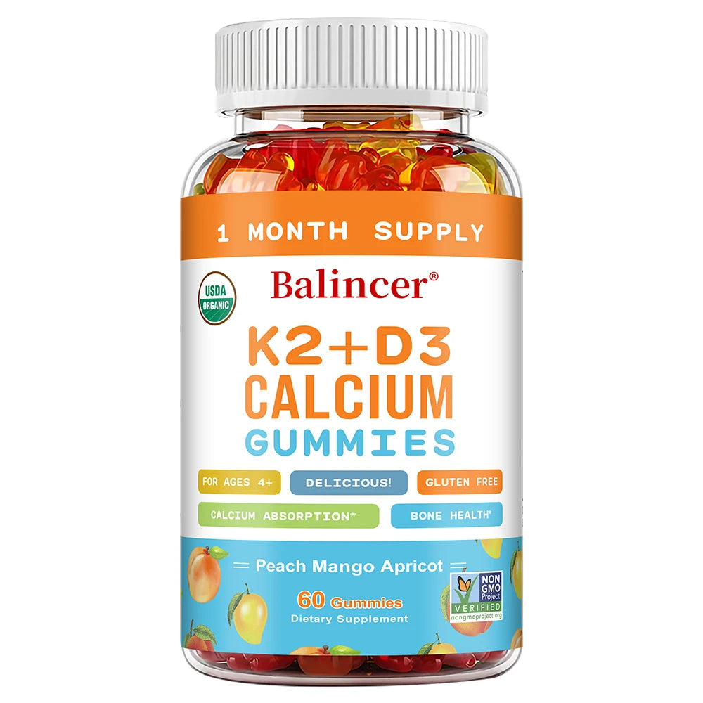 3-in-1 Gummies with Vitamins D, K2, and Calcium Supplements To Support Bone and Heart Health and Boost Immune Health Healthy supplements